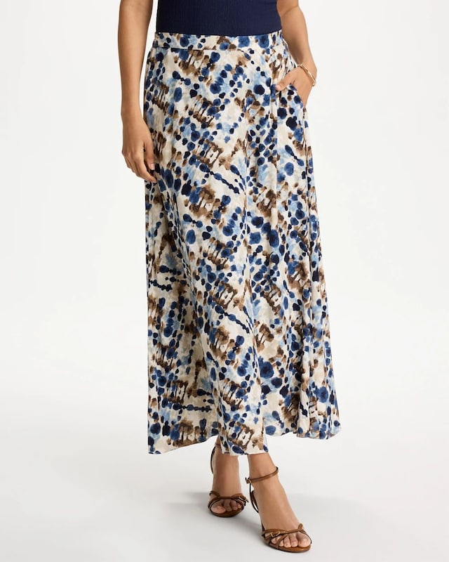 Faux Silk Printed Maxi Skirt - image 1